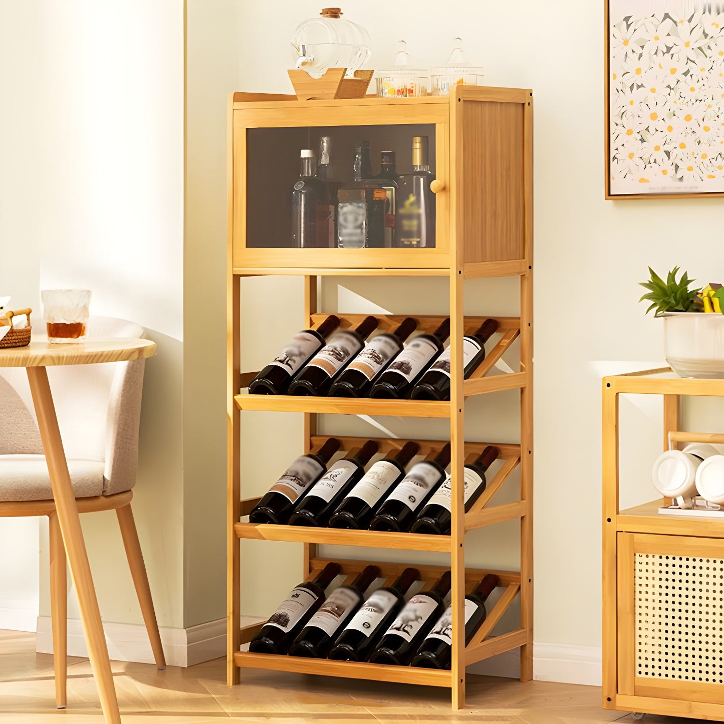 Casier à vin empilable en bois naturel et moderne