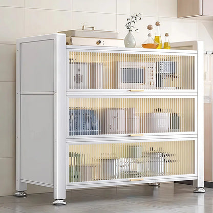 Buffet moderne et simple en métal avec portes relevables et plusieurs placards