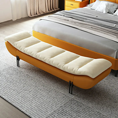 Bancs de chambre modernes sans accoudoirs, recouverts de tissu orange