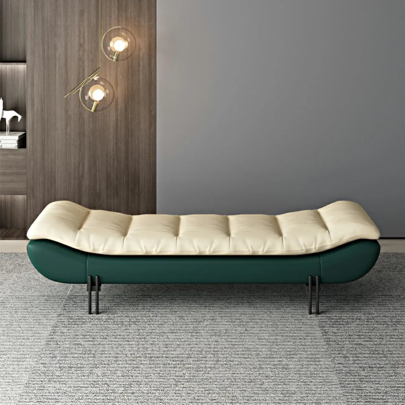 Bancs de chambre modernes sans accoudoirs, recouverts de tissu orange