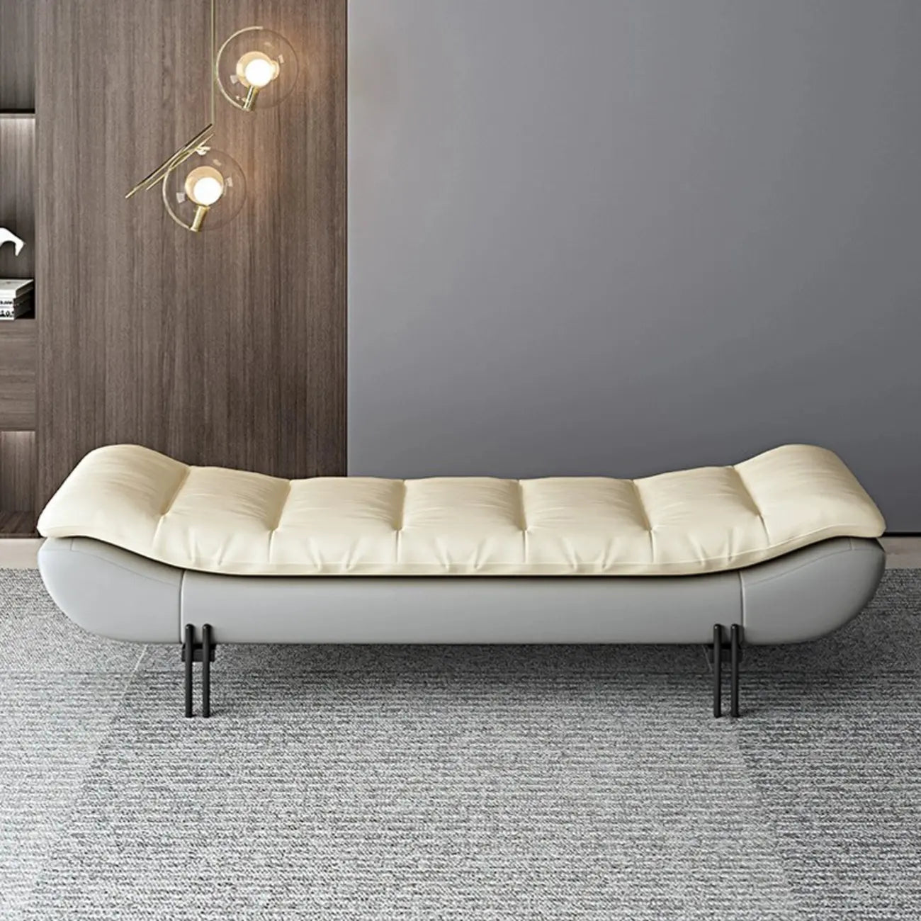 Bancs de chambre modernes sans accoudoirs, recouverts de tissu orange