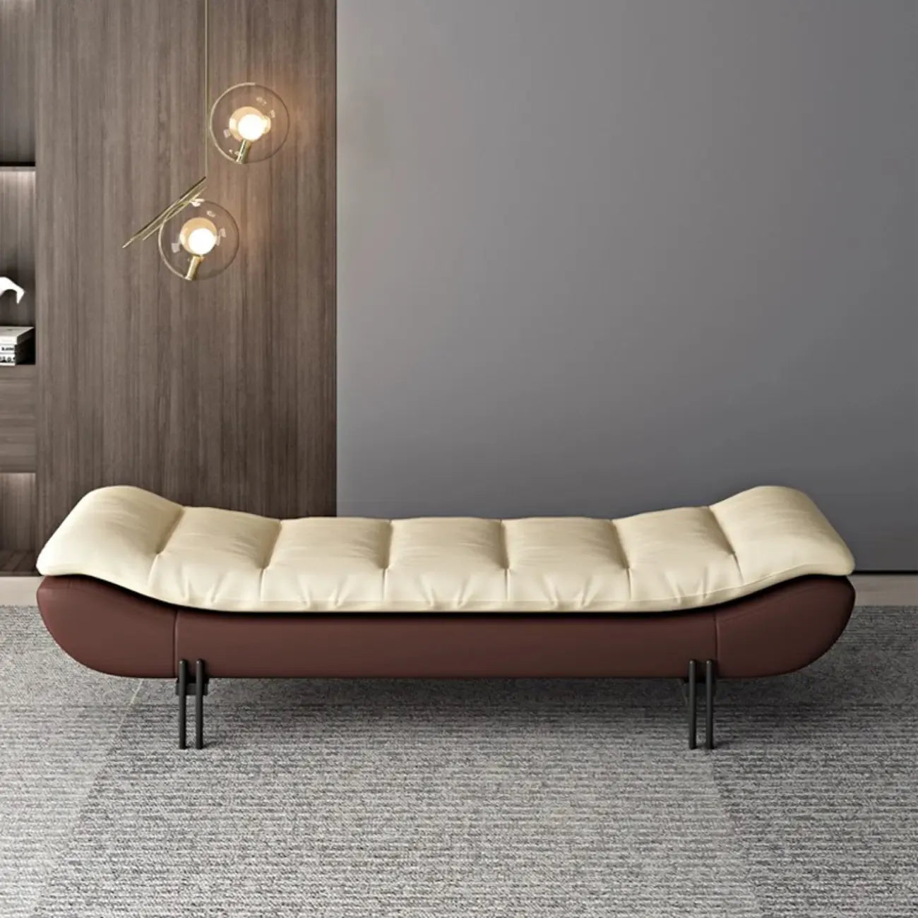 Bancs de chambre modernes sans accoudoirs, recouverts de tissu orange