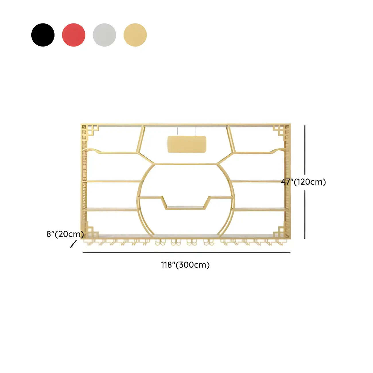Étagère murale à plusieurs niveaux en métal doré pour bouteilles de vin et verres