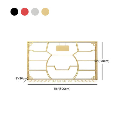 Étagère murale à plusieurs niveaux en métal doré pour bouteilles de vin et verres