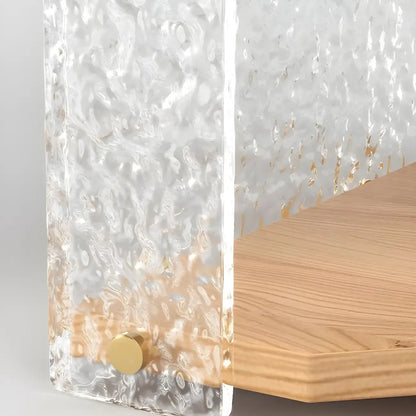 Meuble d'angle moderne avec étagères ouvertes en acrylique et bois naturel