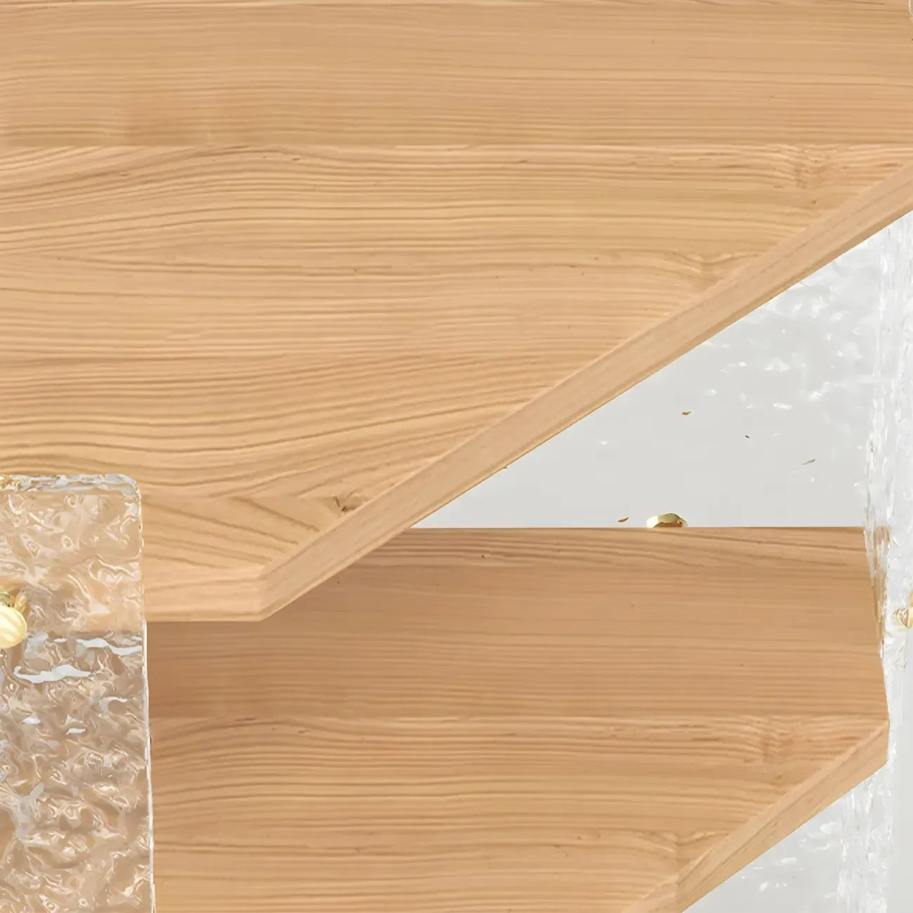 Meuble d'angle moderne avec étagères ouvertes en acrylique et bois naturel