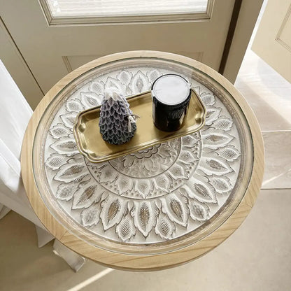 Table d'appoint ronde rétro en bois clair pour salon