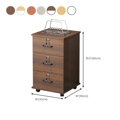 Classeur mobile Lokable en bois brun et blanc à 3 tiroirs