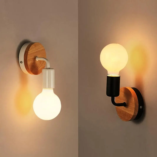 Applique murale moderne à LED pour salle de bain, en bois.