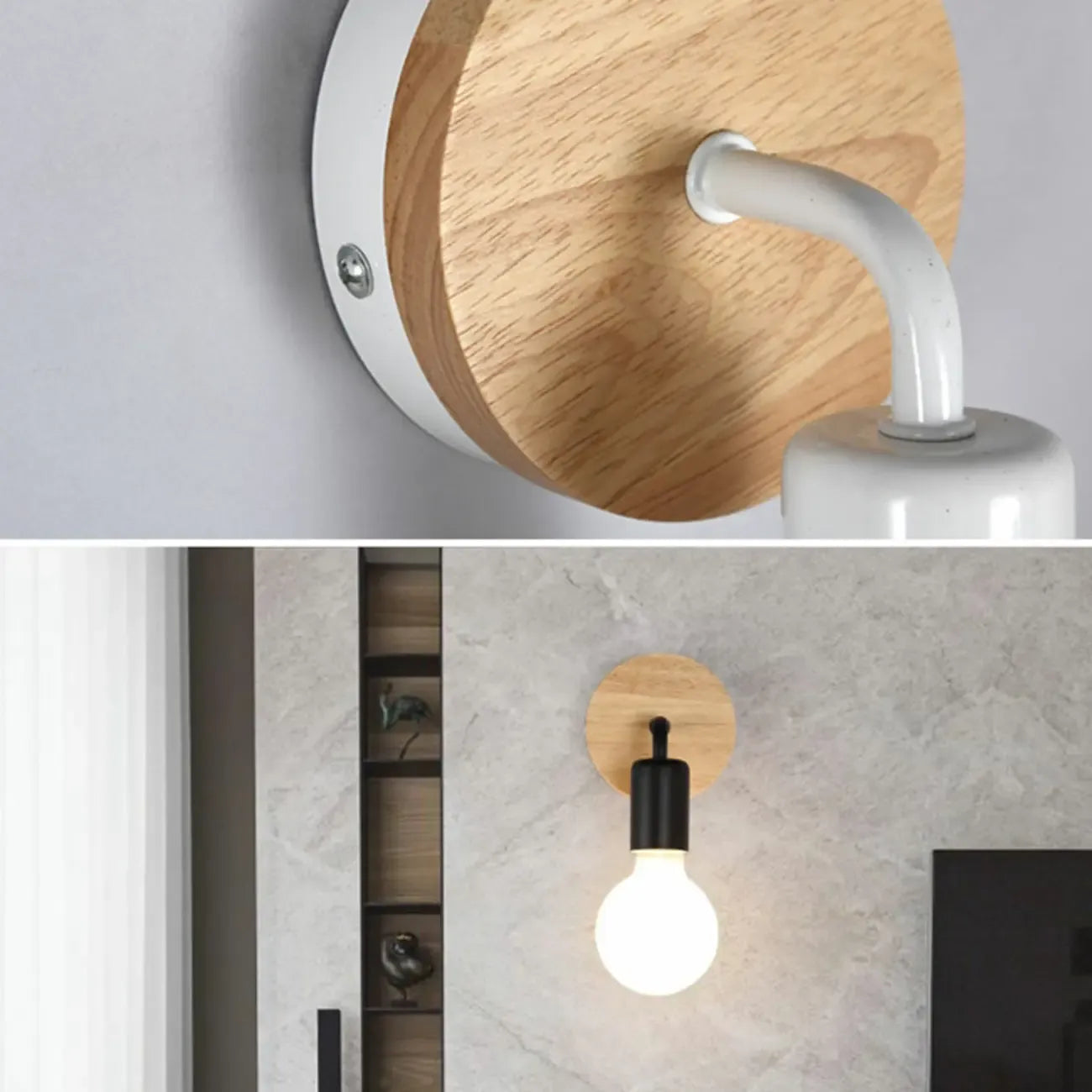 Applique murale moderne à LED pour salle de bain, en bois.