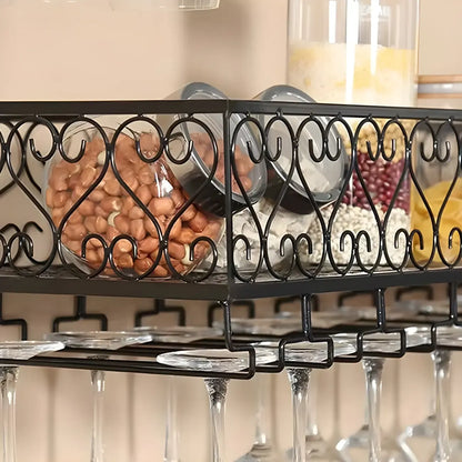 Porte-verres à vin mural en métal noir élégant
