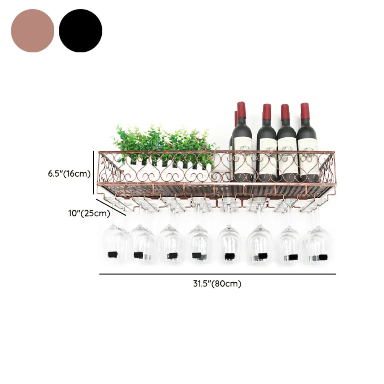 Porte-verres à vin mural en métal noir élégant