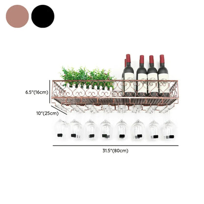 Porte-verres à vin mural en métal noir élégant