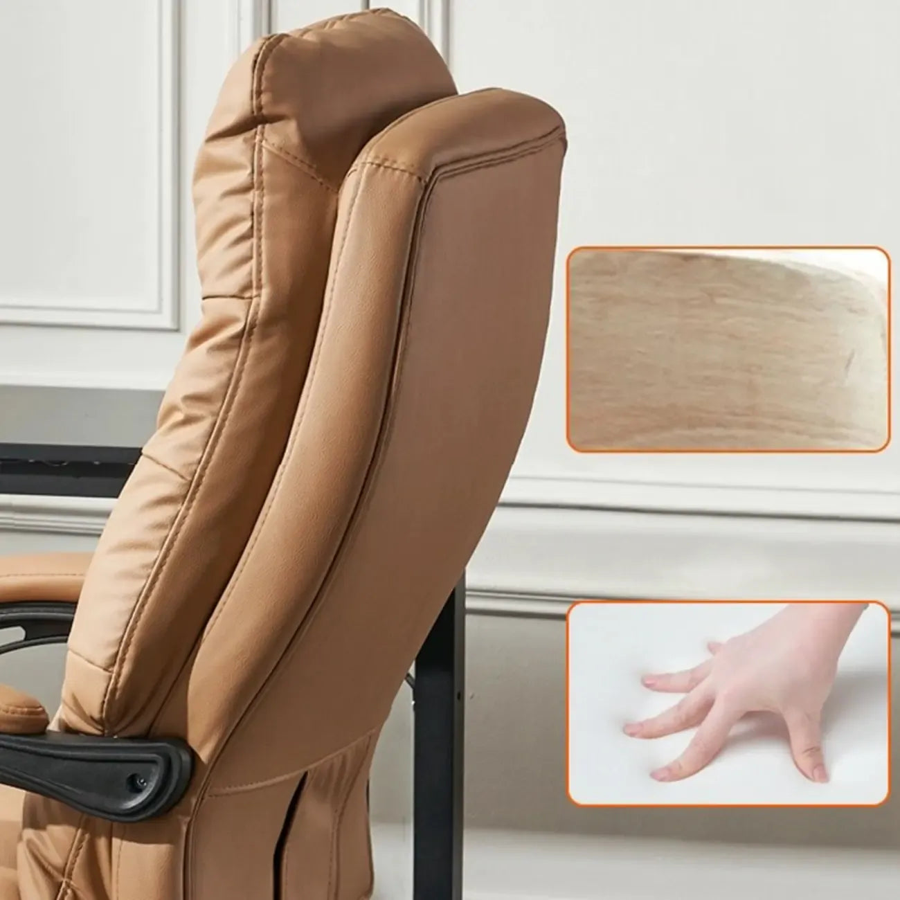 Fauteuil de direction ergonomique inclinable en cuir avec repose-pieds