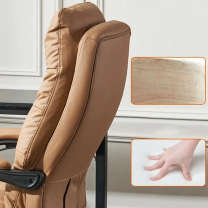Fauteuil de direction ergonomique inclinable en cuir avec repose-pieds