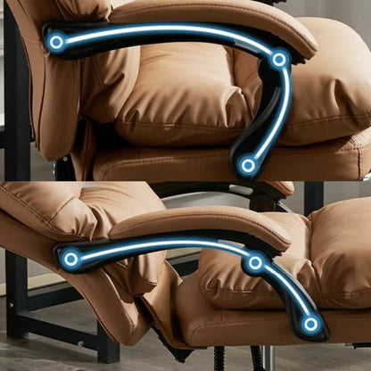 Fauteuil de direction ergonomique inclinable en cuir avec repose-pieds