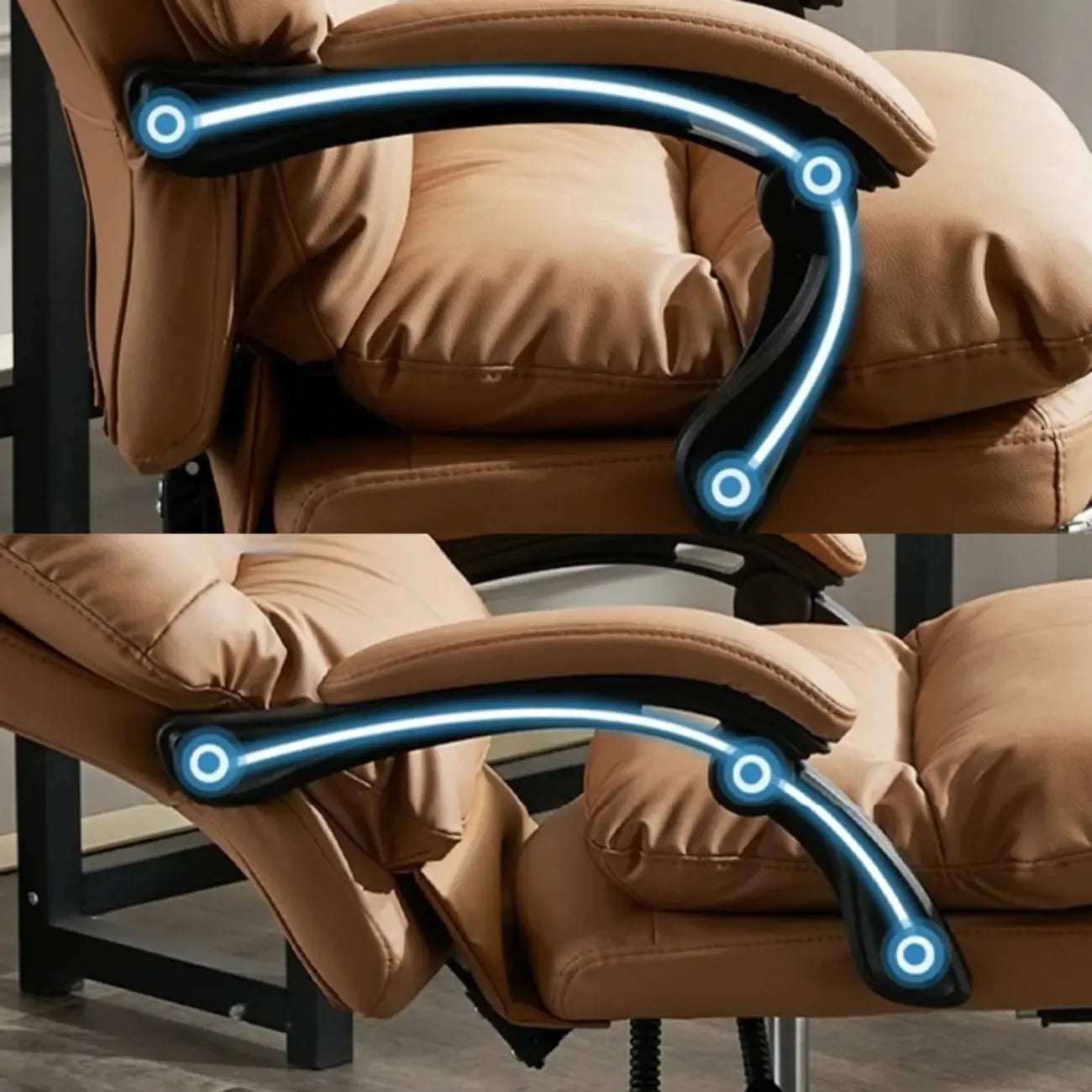 Fauteuil de direction ergonomique inclinable en cuir avec repose-pieds