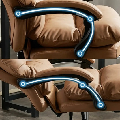 Fauteuil de direction ergonomique inclinable en cuir avec repose-pieds