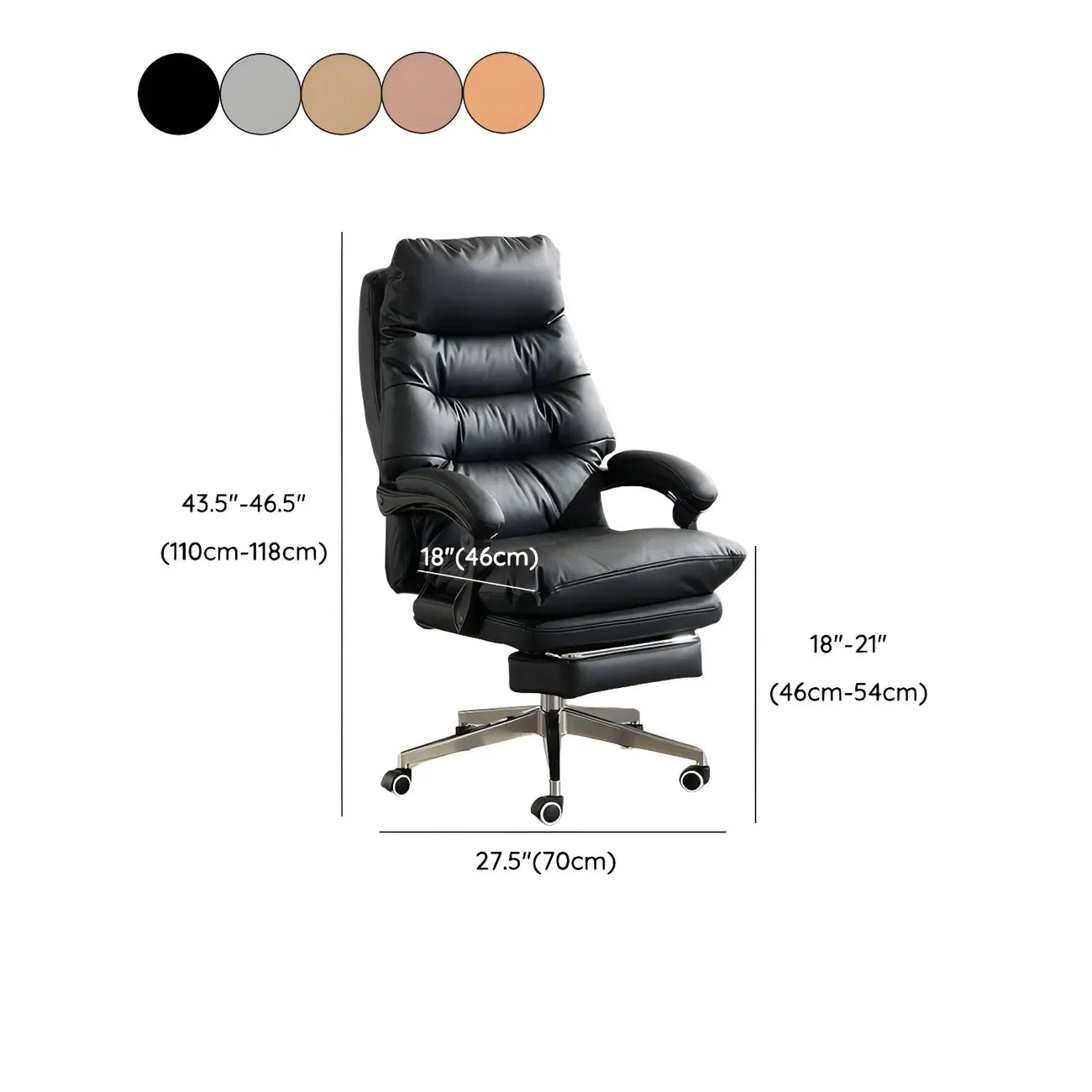Fauteuil de direction ergonomique inclinable en cuir avec repose-pieds