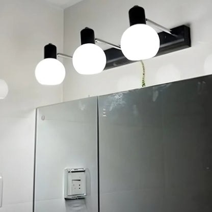 Applique murale moderne en métal et verre noir avec dôme pour salle de bain