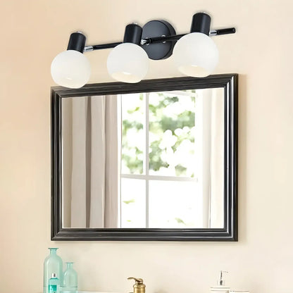 Applique murale moderne en métal et verre noir avec dôme pour salle de bain