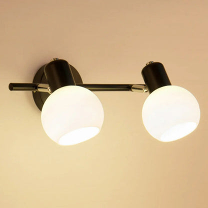 Applique murale moderne en métal et verre noir avec dôme pour salle de bain