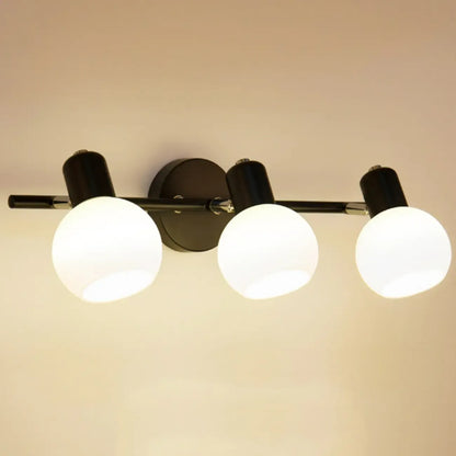 Applique murale moderne en métal et verre noir avec dôme pour salle de bain