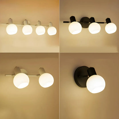 Applique murale moderne en métal et verre noir avec dôme pour salle de bain