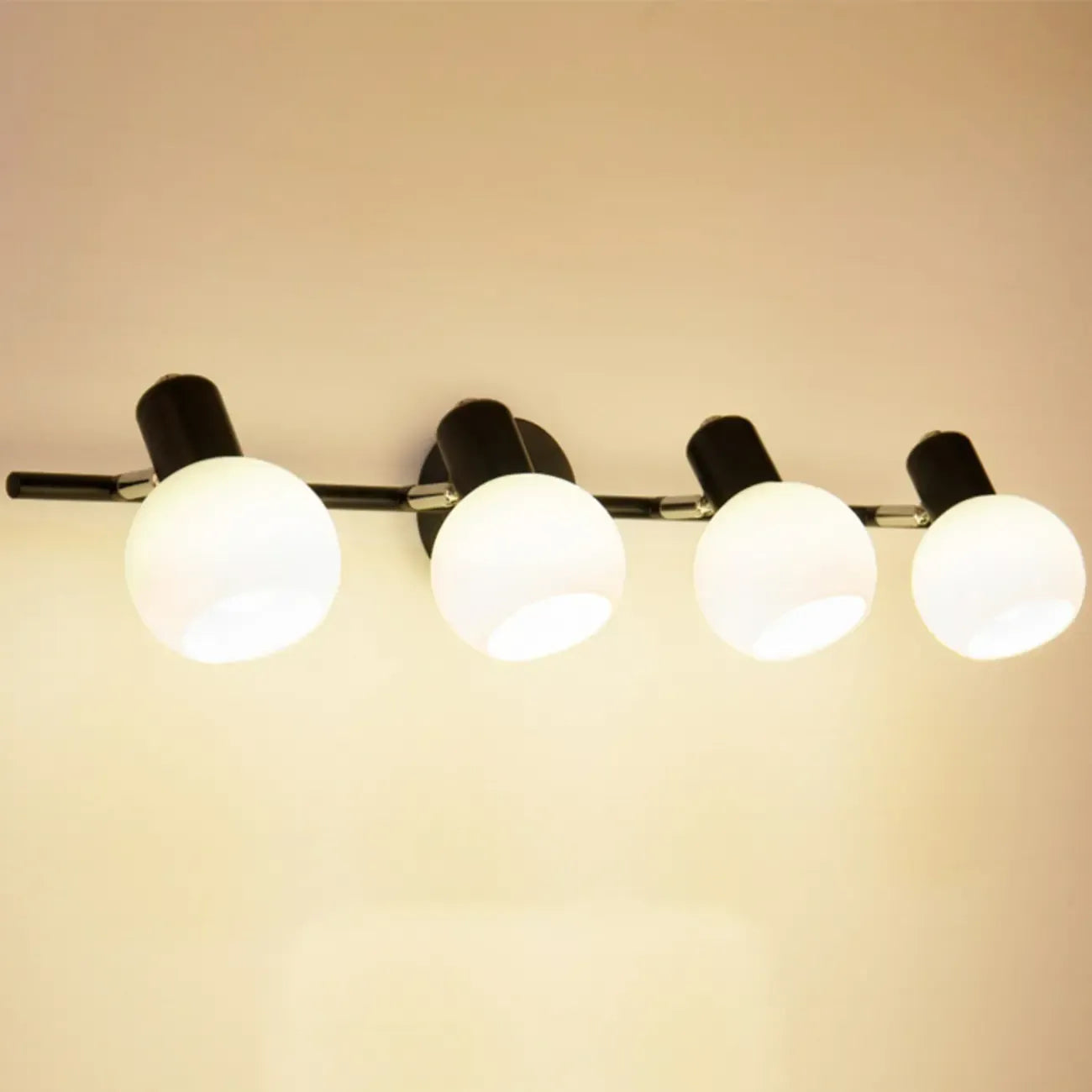 Applique murale moderne en métal et verre noir avec dôme pour salle de bain