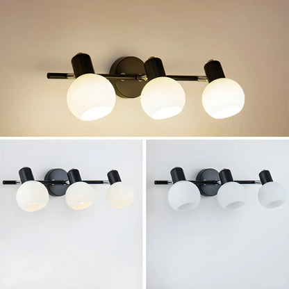 Applique murale moderne en métal et verre noir avec dôme pour salle de bain