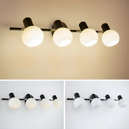 Applique murale moderne en métal et verre noir avec dôme pour salle de bain