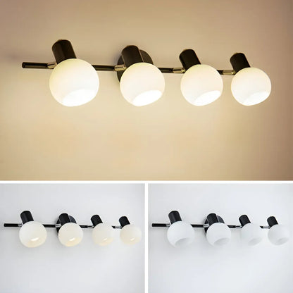 Applique murale moderne en métal et verre noir avec dôme pour salle de bain