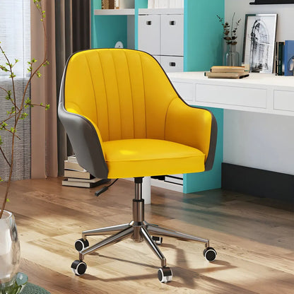 Fauteuil de bureau pivotant moderne en cuir jaune