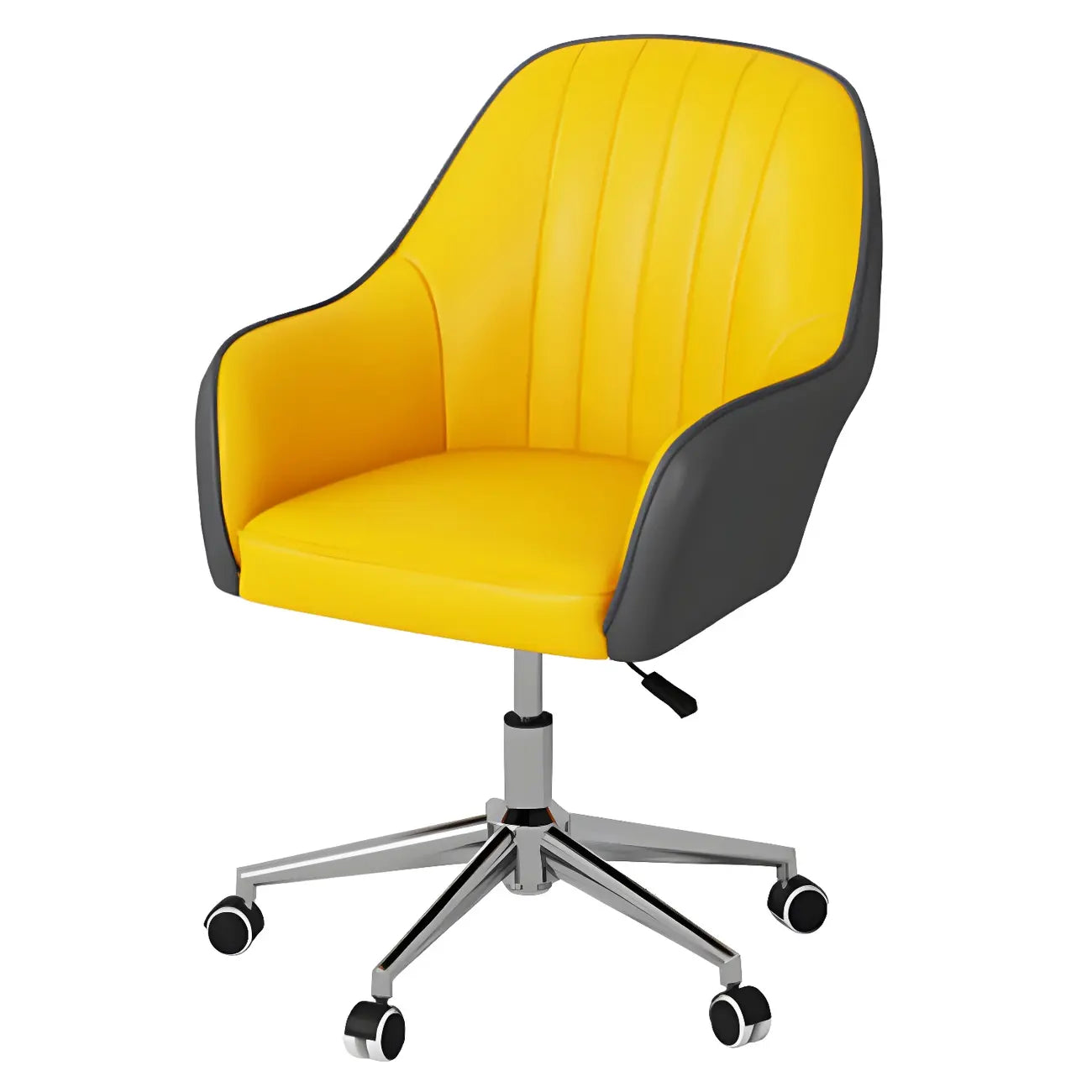 Fauteuil de bureau pivotant moderne en cuir jaune