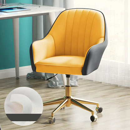 Fauteuil de bureau pivotant moderne en cuir jaune