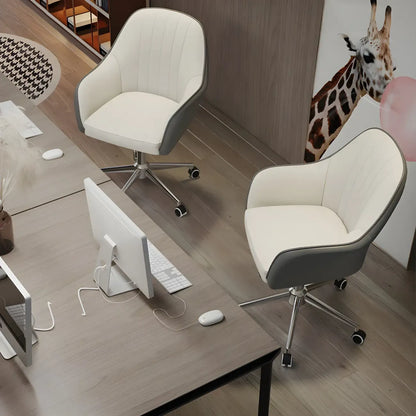 Fauteuil de bureau pivotant moderne en cuir jaune