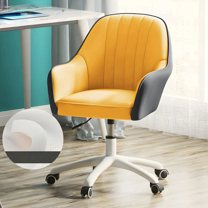 Fauteuil de bureau pivotant moderne en cuir jaune