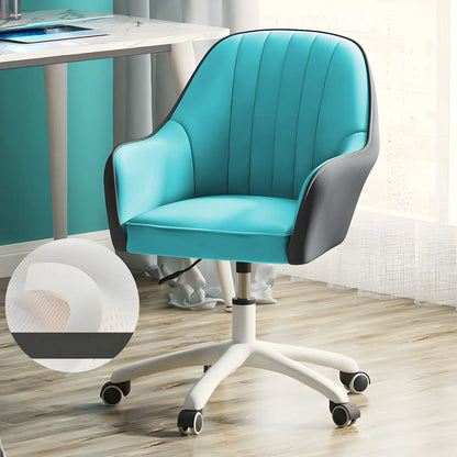 Fauteuil de bureau pivotant moderne en cuir jaune