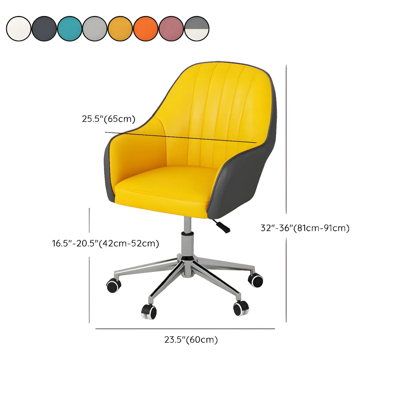 Fauteuil de bureau pivotant moderne en cuir jaune