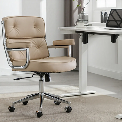 Chaise de bureau ergonomique moderne en cuir, réglable et inclinable