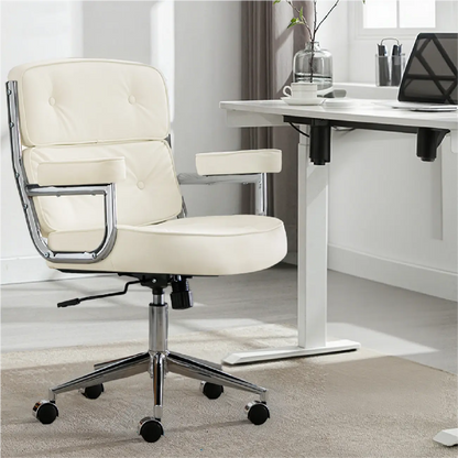 Chaise de bureau ergonomique moderne en cuir, réglable et inclinable