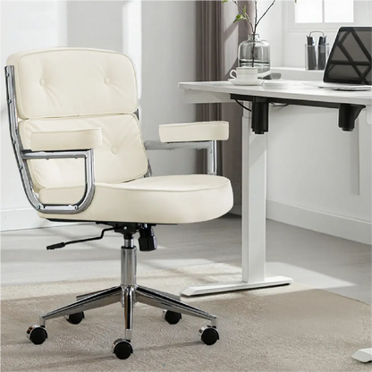 Chaise de bureau ergonomique moderne en cuir, réglable et inclinable