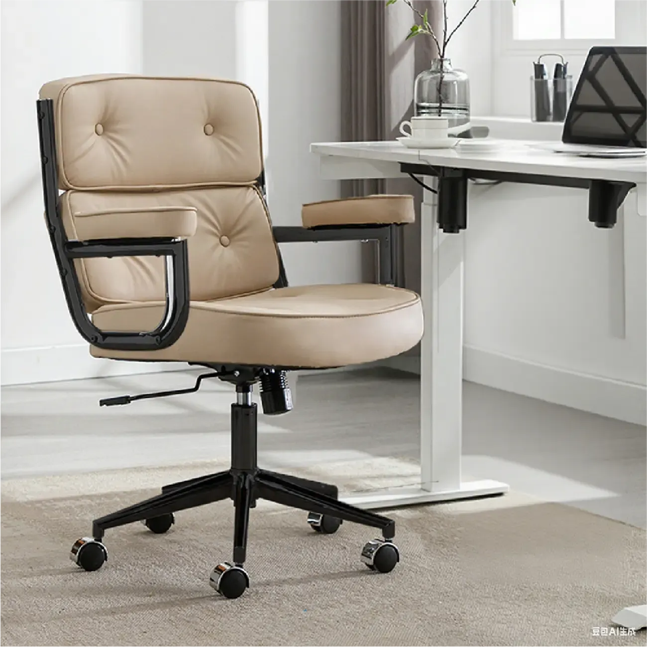 Chaise de bureau ergonomique moderne en cuir, réglable et inclinable