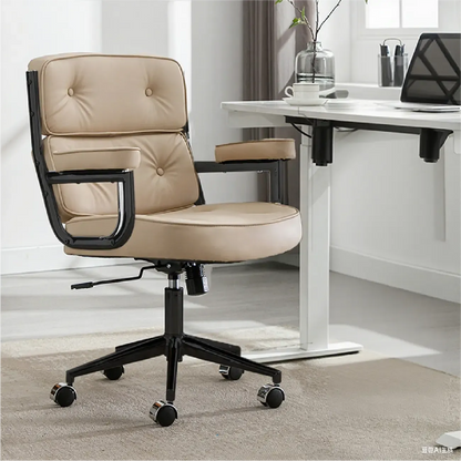 Chaise de bureau ergonomique moderne en cuir, réglable et inclinable