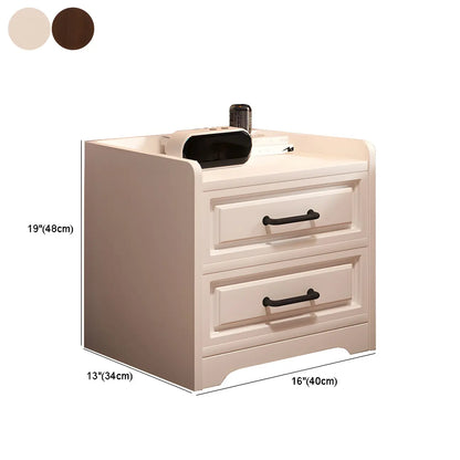 Table de chevet moderne en bois blanc avec plateau à 2 tiroirs