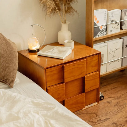 Table de chevet en bois de style moderne du milieu du siècle avec 2 tiroirs