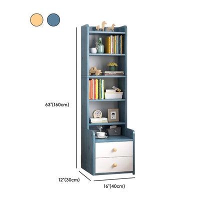 Table de chevet moderne en bois, haute et spacieuse, avec étagères et 2 tiroirs