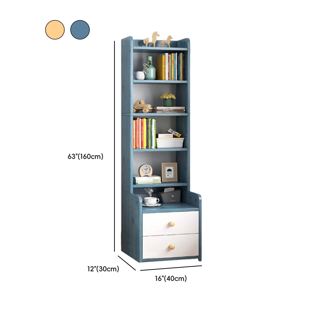 Table de chevet moderne en bois, haute et spacieuse, avec étagères et 2 tiroirs