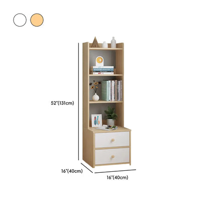 Table de chevet moderne en bois, haute et spacieuse, avec étagères et 2 tiroirs