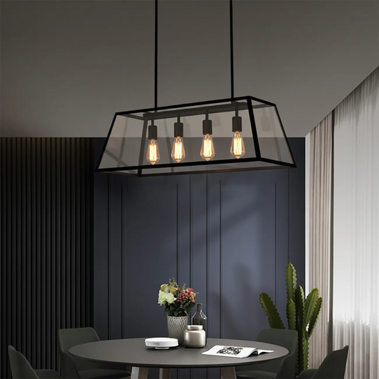 Îlot de cuisine rectangulaire noir industriel réglable avec éclairage